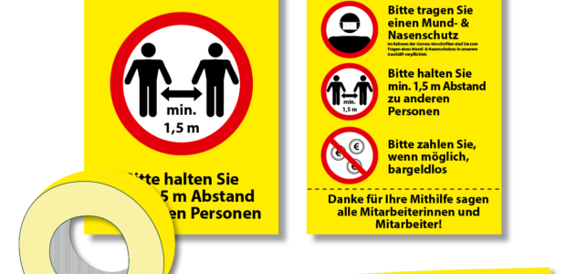 Corona Schilder, Plakate und Klebeband Corona Schilder, Plakate und Klebeband